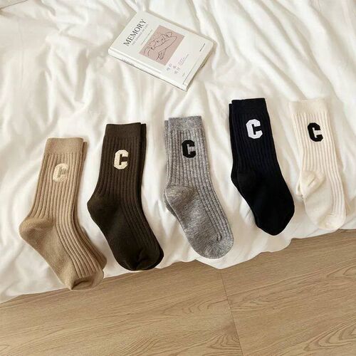 5 Pairs/Set Women Letter C Print Socks Lady  Short Sock For