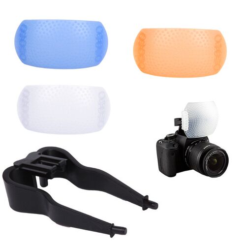 NEW 3 Color 3 in 1 Pop-Up Flash Diffuser Cover for Canon Nik