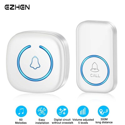 EZHEN Smart Wireless Doorbell Welcome Door Bell 60 song Ring