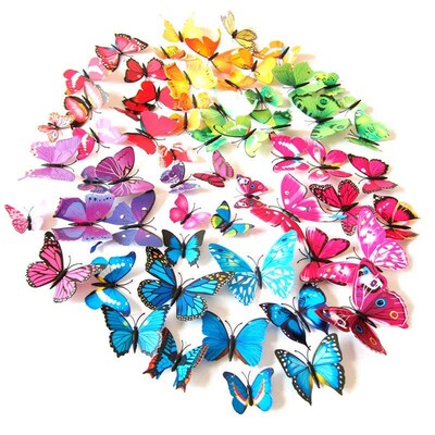 12PCs 3D Effect Multicolor Butterflies Wall er Beautiful But
