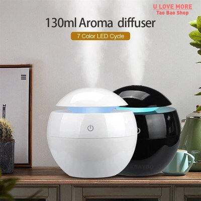 Air Humidifier Ultrasonic USB Aroma Diffuser Wood Grain LED