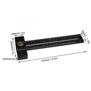180mm T-Type Scribing Ruler Metric Scale Black Aluminium All