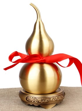 朴器 拉丝款黄古色铜葫芦摆件 铜葫芦摆件