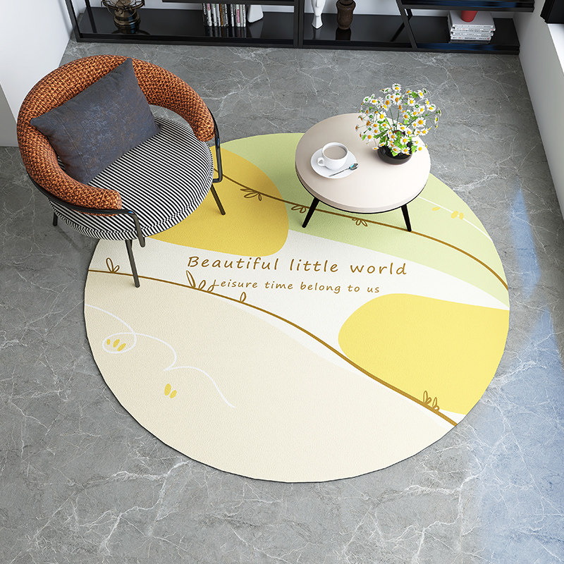 皮革圆形地垫可擦洗pvc卧室电脑椅地垫防水防滑家用客厅阳台地毯