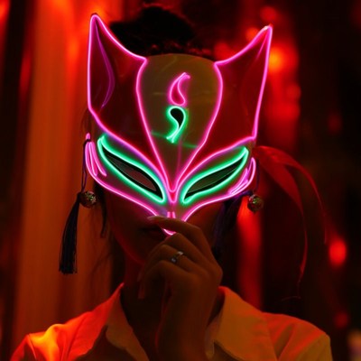万圣节LED发光面具小丑V字剧本杀狼人杀鬼脸全脸恐怖舞会儿童男女