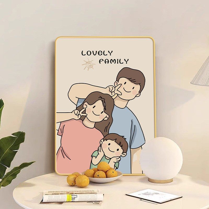 奶油风一家三四口客厅装饰画沙发餐厅主卧室床头房间桌面摆台画,家居饰品,装饰摆件,淘宝优惠券,粉丝福利购,淘宝优惠卷