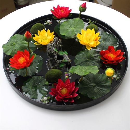 仿真荷花摆件装饰餐桌中心摆放花盘花莲花桌面假花盆景桌面