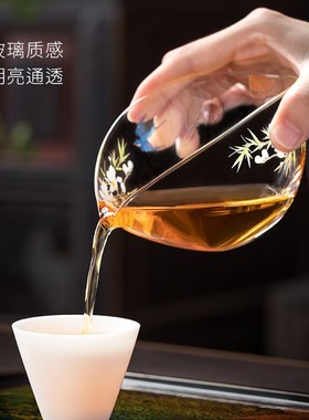 妙莲天香扁舟玻璃公道杯加厚耐热家用分茶器茶海泡茶功夫茶具配件