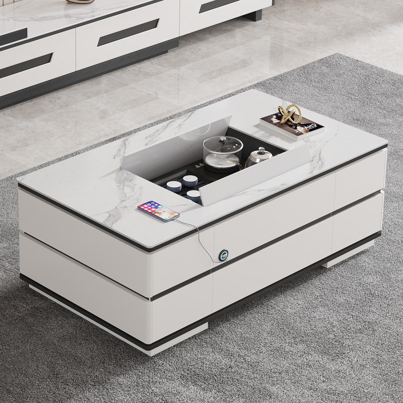 岩板升降茶几电视柜组合客厅多功能功夫茶台智能全自动泡茶桌一体