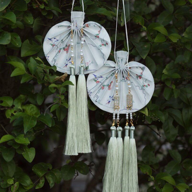 凝香记复原款仿孔府花鸟裙汉服荷包配饰流苏腰圆古风香囊空袋腰配