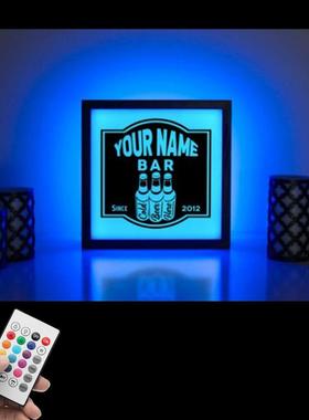 名字 BAR发光灯箱 创意个性酒吧夜灯led灯家居气氛装饰广告灯