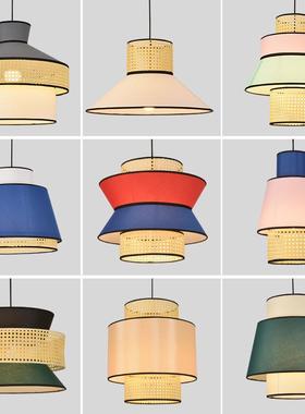 创意个性藤艺餐厅包间卡位吊灯现代简约客厅卧室阳台书房布艺灯具