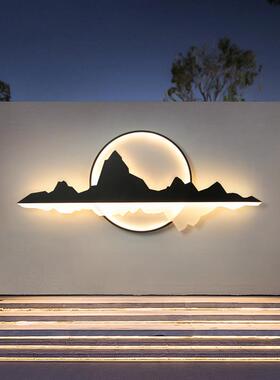 户外防水新中式庭院花园景观墙别墅墙面山水背景影壁装饰灯墙灯