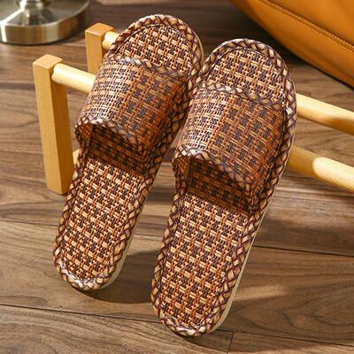 家用凉拖鞋女士藤草编竹子家居家