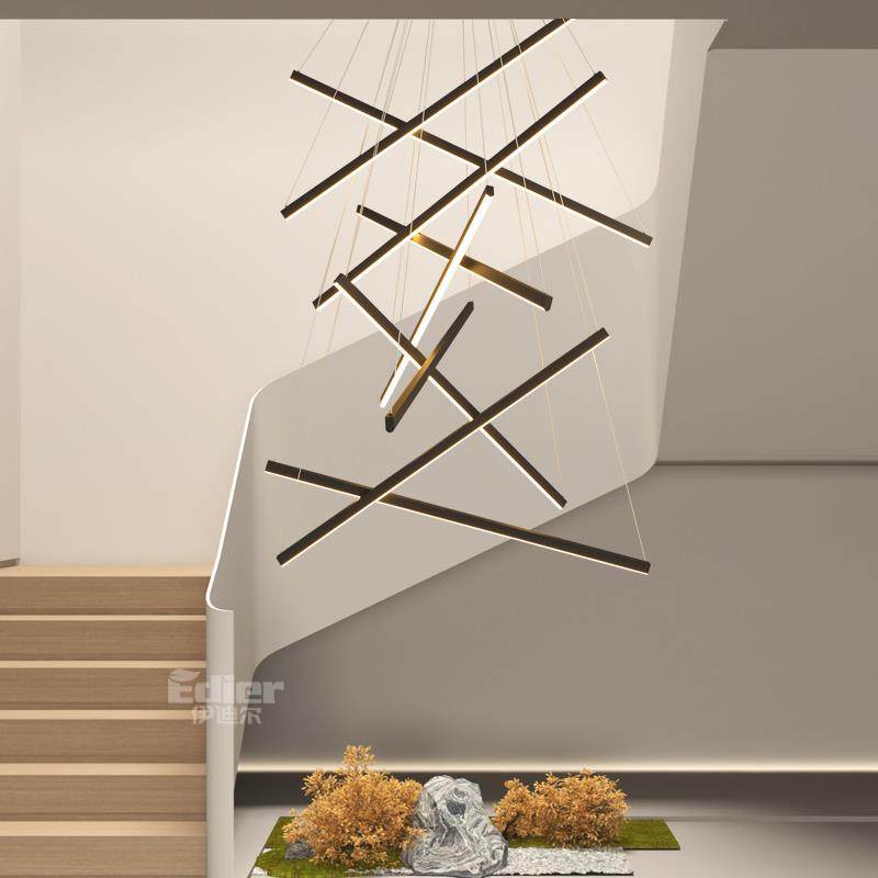 楼梯吊灯长现代简约复式楼loft公寓客厅主灯大厅餐厅别墅led灯具,家装灯饰光源,智能吊灯,淘宝优惠券,粉丝福利购,淘宝优惠卷