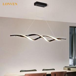 长条餐厅吊灯后现代简约创意艺术书房办公室灯几何线条灯LED吊灯