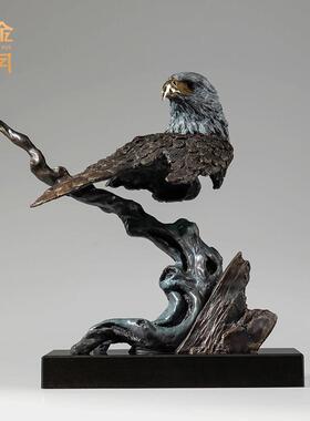 铜金岁月高瞻远瞩老鹰铜器工艺品摆件办公室前台桌面装饰铜工艺品