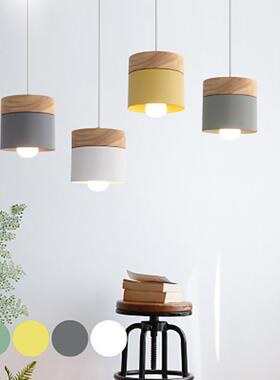 北欧创意餐厅灯马卡龙现代铁艺过道灯单头白色灰色卧室床头小吊灯