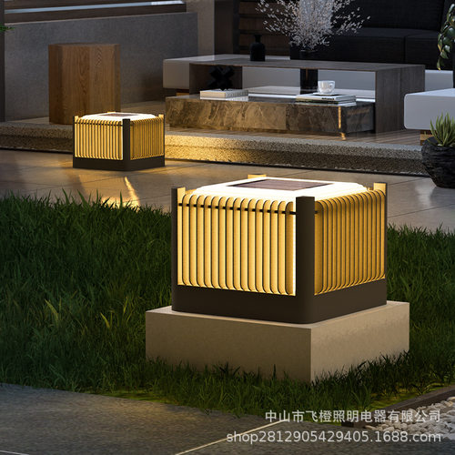 不锈钢柱头灯大门灯太阳能围墙灯门柱灯LED防水防锈庭院花园方形