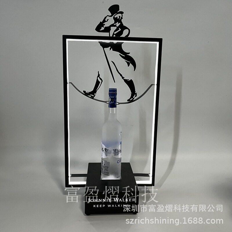 JW发光酒座led发光器皿白光酒架威士忌不锈钢展示架酒吧用品图片