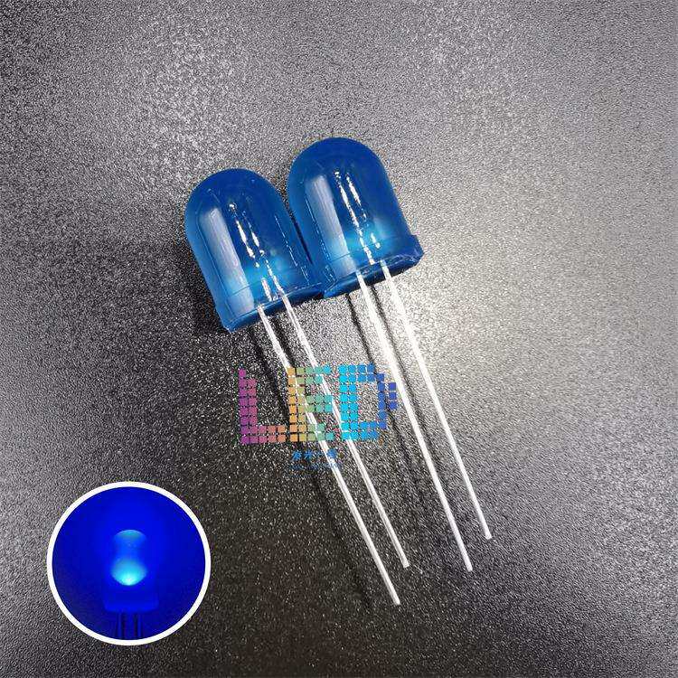 F10蓝发蓝色长脚 10MM圆头色发散光雾状蓝色LED插件发光一号灯珠