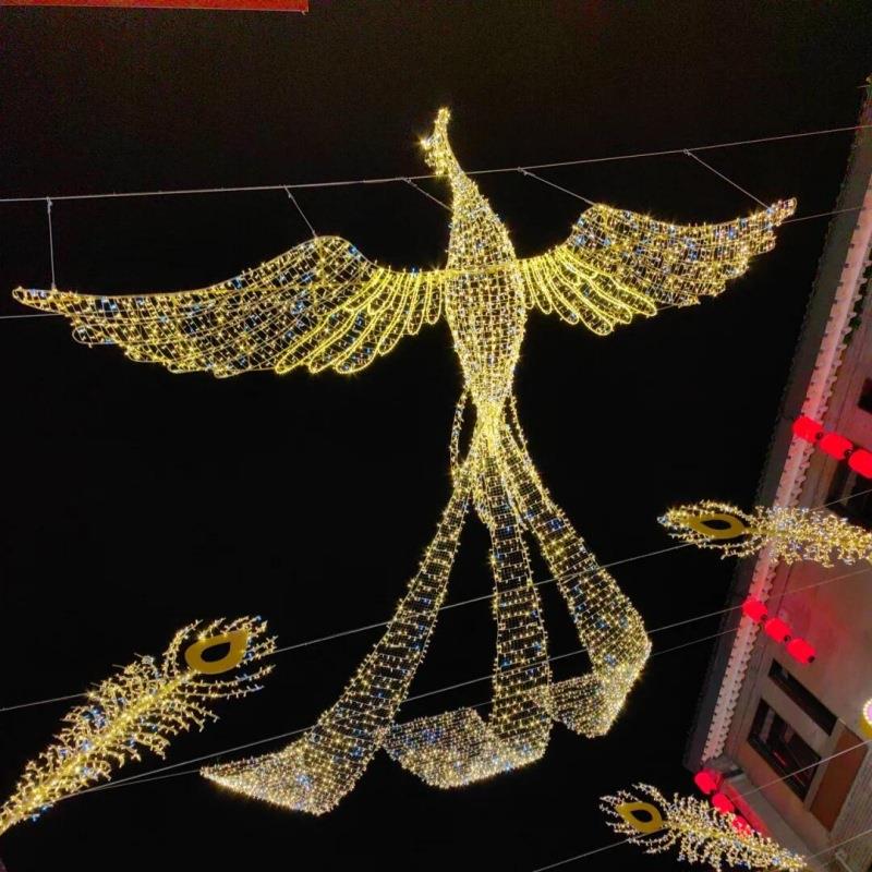 天使过街灯亮化户外大型商场墙体亮化灯饰画灯光天幕美陈制作