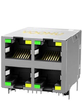 SYT22Q145AB2A2D057集成千兆滤波器 2x2四口网线接口带LED灯 rj45