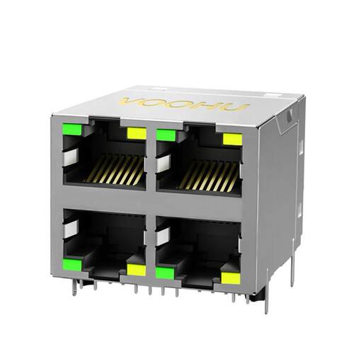 SYT22Q145AB2A2D057集成千兆滤波器 2x2四口网线接口带LED灯 rj45