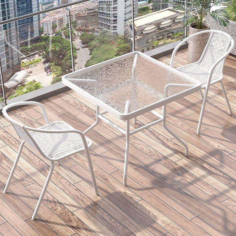 户外阳台小桌椅三件套休闲茶桌椅白色组合折叠一桌两椅小户型茶几