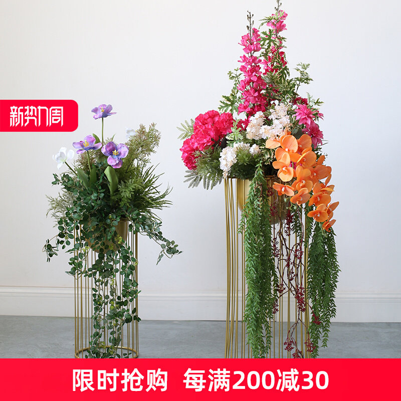 简欧铁艺落地花器商场橱窗摆件