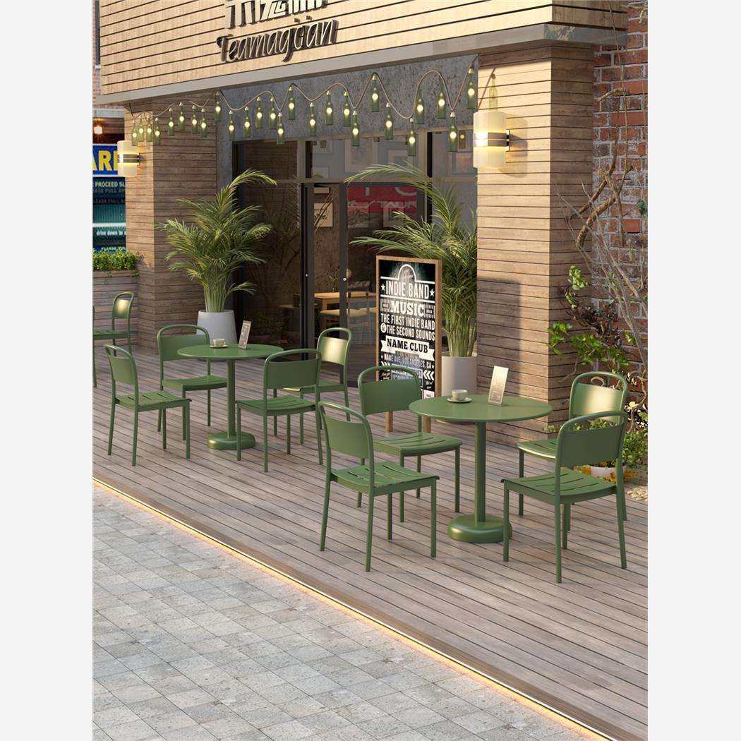 咖啡厅户外餐桌椅组合网红奶茶店外摆小圆桌室外庭院休闲一桌四椅