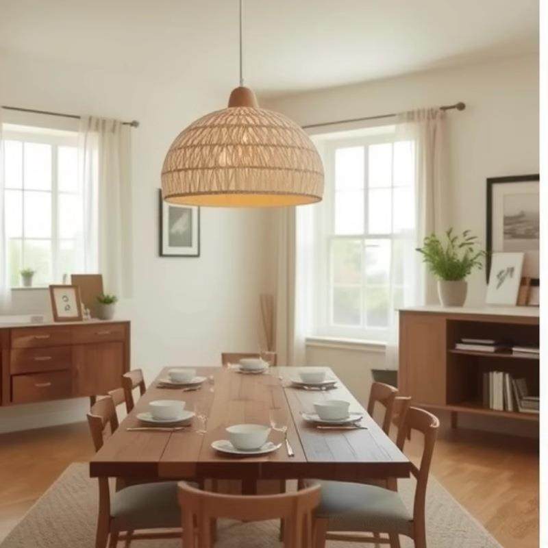 日式原木奶油风藤编吊灯餐厅吧台灯复古民宿卧室阳台藤艺编织灯具,家装灯饰光源,智能吊灯,淘宝优惠券,粉丝福利购,淘宝优惠卷