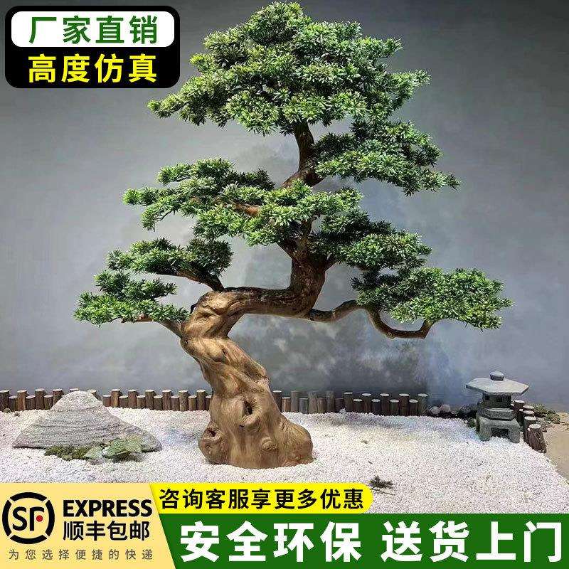 仿真松树迎客松树大型罗汉松美人松盆景摆件酒店展厅装饰造景假树