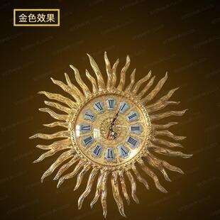 全铜太阳钟客厅挂钟金色太阳挂钟卧室挂钟书房挂钟欧式水晶落地