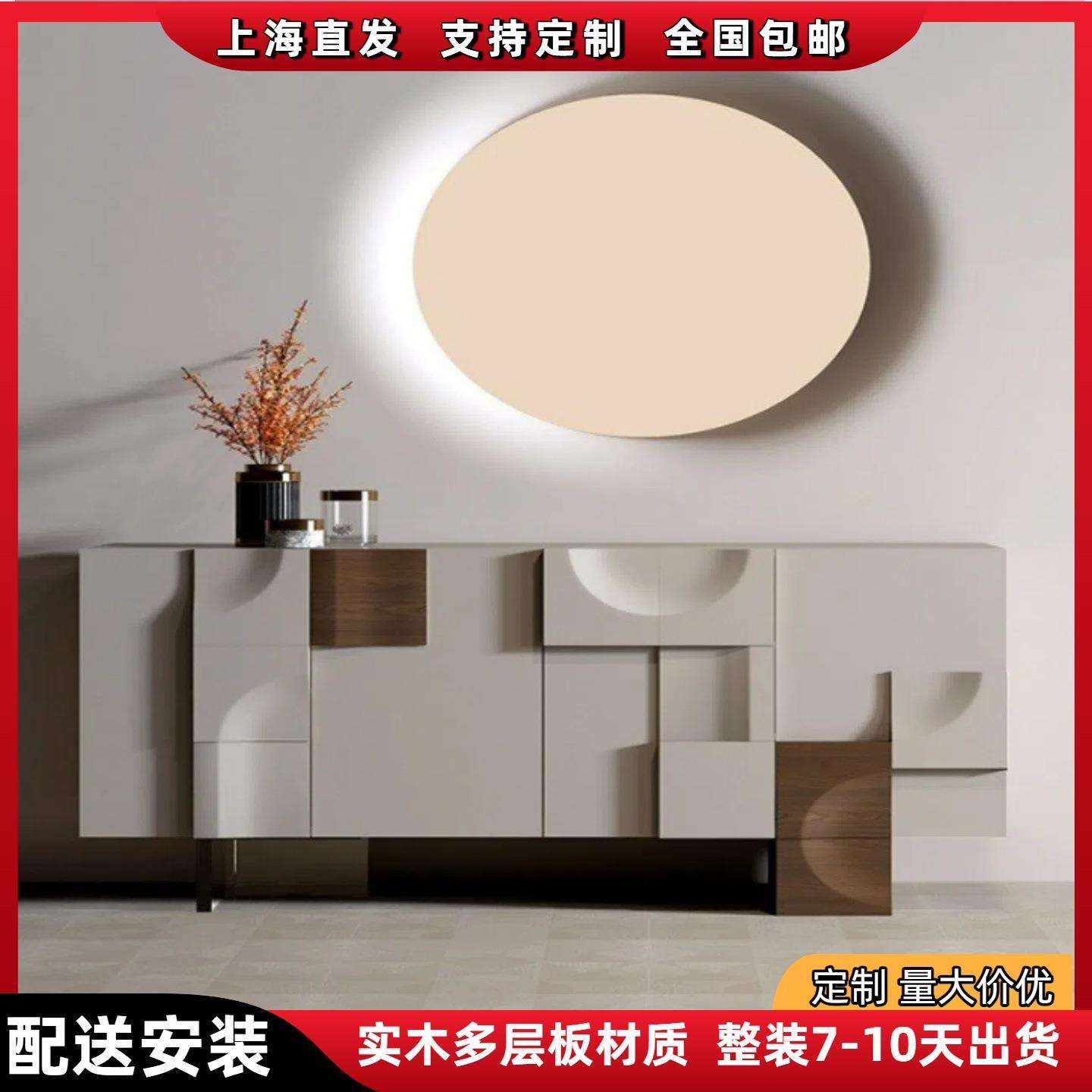 白色钢琴烤漆餐边柜实木艺术玄关柜简约现代茶水柜储物收纳柜整装