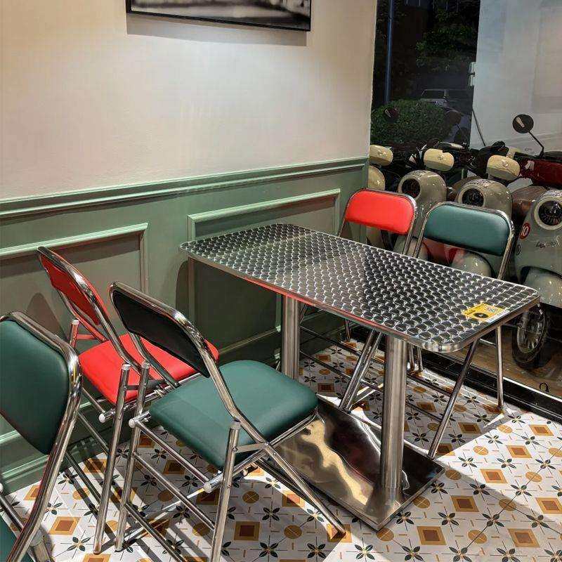 复古港风桌椅组合不锈钢折叠椅麻辣烫奶茶店冰室茶餐厅怀旧工业风,鲜花速递/花卉仿真/绿植园艺,割草机/草坪机,淘宝优惠券,粉丝福利购,淘宝优惠卷