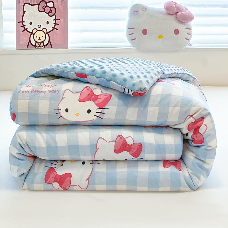 三丽鸥全棉秋冬豆豆被HelloKitty猫纯棉秋冬加厚被子棉被保暖被芯