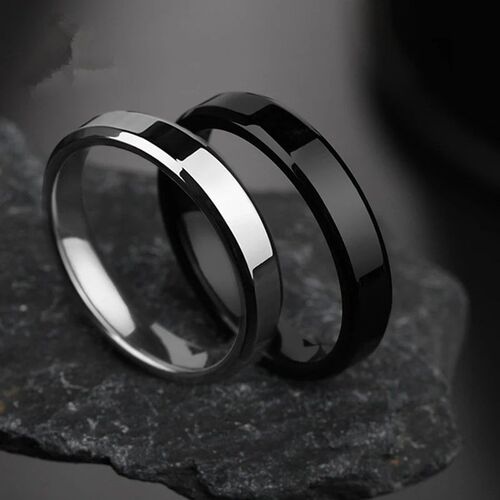 4mm Simple Smooth Women Rings Black Stainless Steel Men Ring