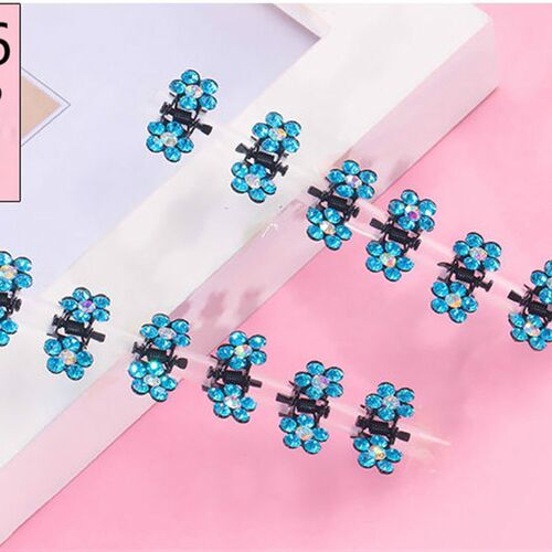 6Pcs Fashion Small Cute Crystal Flowers Metal Hair Claws Hai