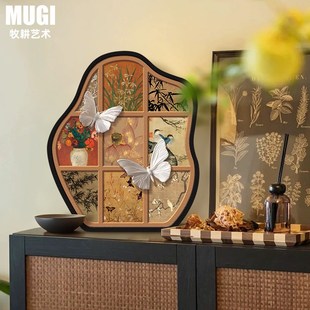 中古风客厅桌面蝴蝶摆件宋代美学茶台电视柜场景布置复古软装摆台