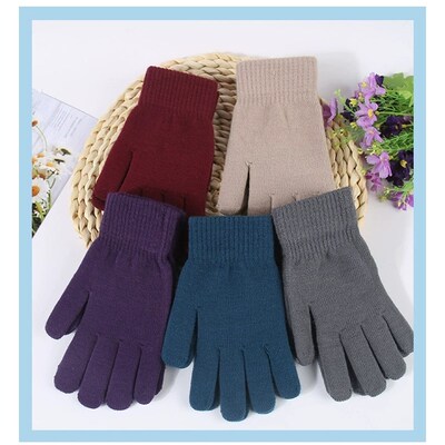 Winter new fleece warm gloves wool knitting thickened