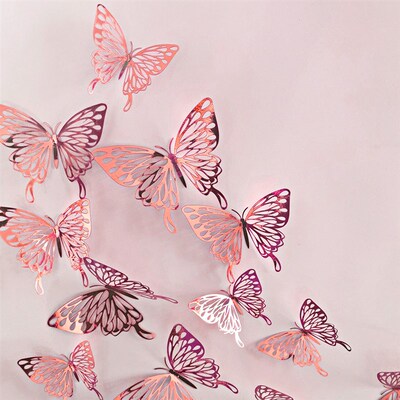 12 Pcs/Set 3D Wall Stickers Hollow Butterfly for Kids Rooms