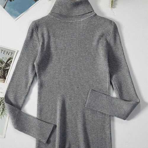 JMPRS Simple Women Turtleneck Sweater Winter Fashion Pullove