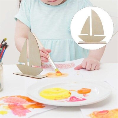 10 Pcs Ocean DIY White Embryo Sailboat Kindergarten Craft