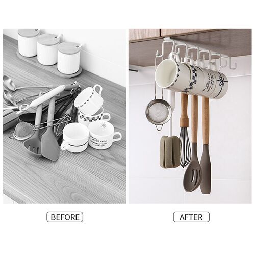Iron 12 Hooks Kitchen Storage Racks Cup Holder Hanging Bath