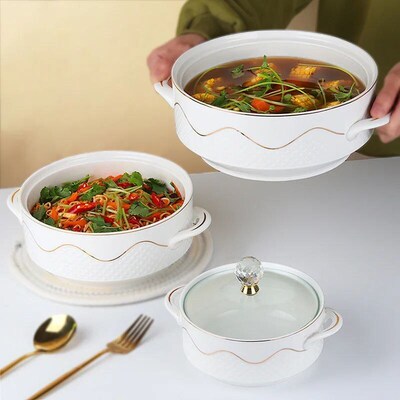 Ceramic Soup Bowl Phnom With Glass ver Handle Salad Fruit La