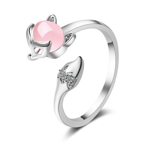 Exquisite Opal Fox Rings For Women Shiny Zircon Animal Rabbi