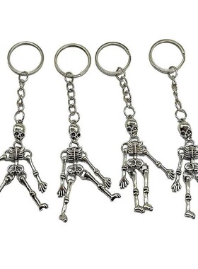 Skull Keychain Punk Multi-jointed Skeleton Keyring Car