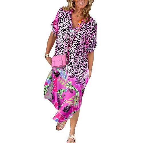 2025 Fashion Women V-neck Printed Loose Dress