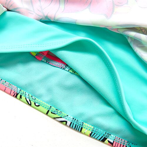 Girls Floral Printing Bathing Suits Ruffle Flounce Two Piece